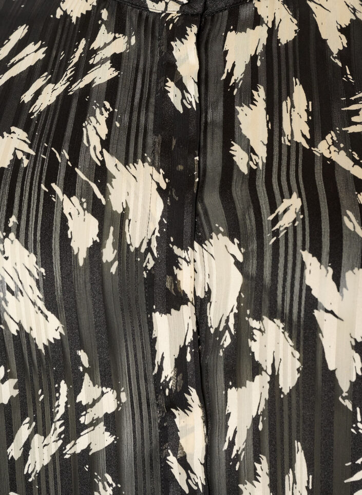 Chemise &agrave; motifs avec col montant et manches 3/4, Noir, Packshot image number 2
