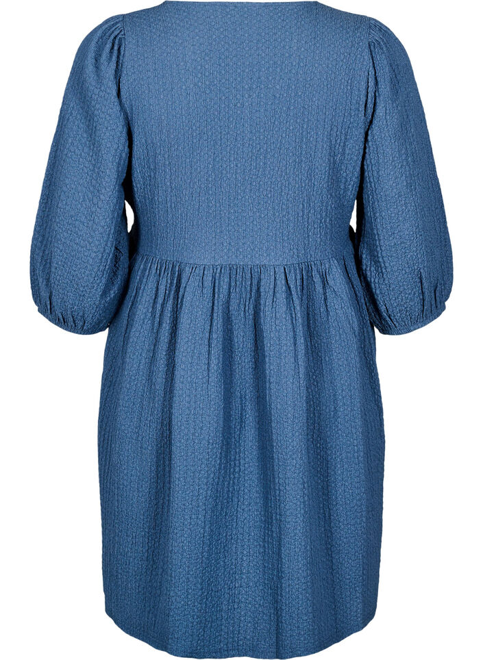 FLASH - Robe courte avec texture et manches 3/4, Sargasso Sea, Packshot image number 1