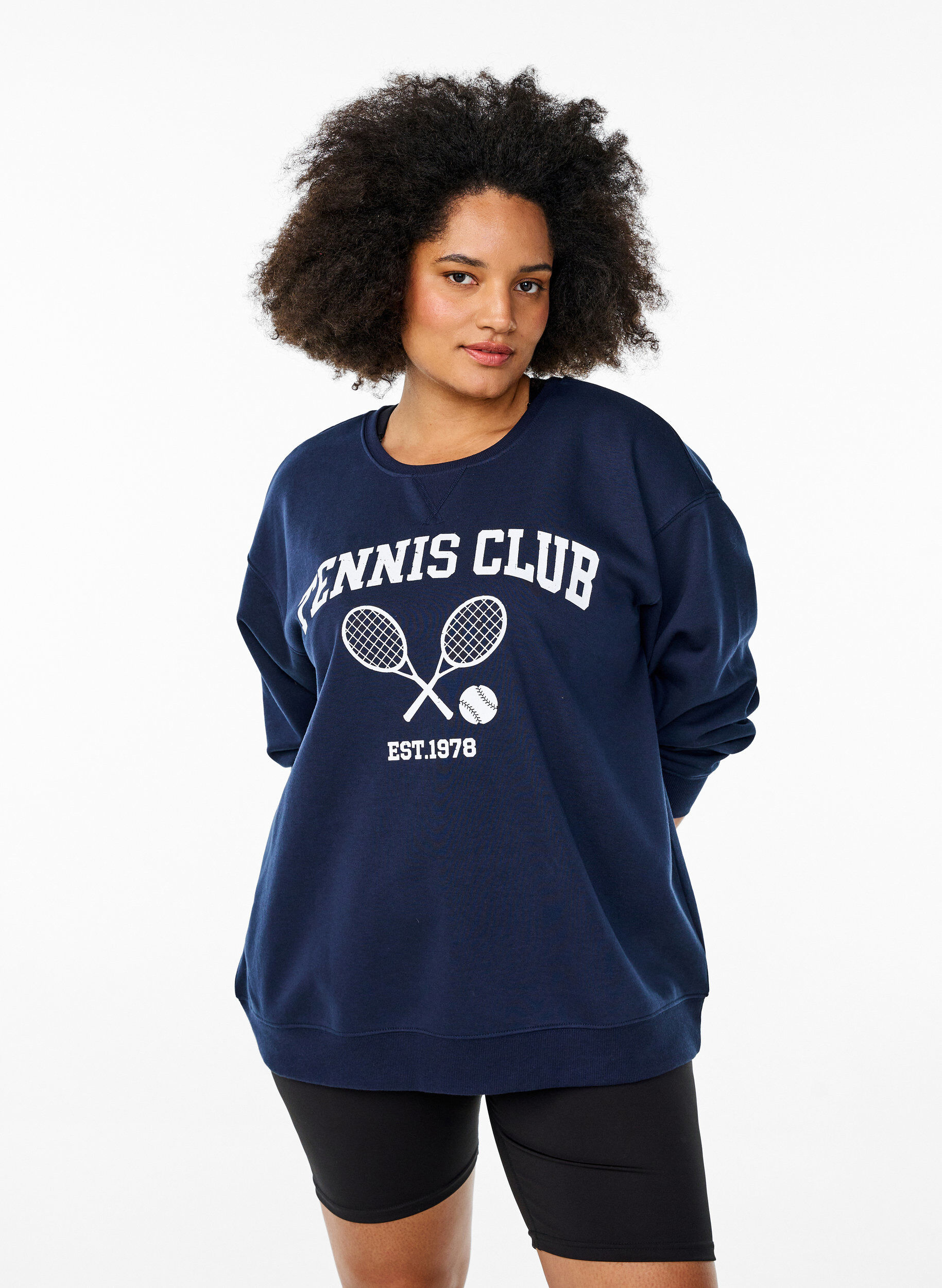 Sportief sweatshirt met print, Blauw, Model