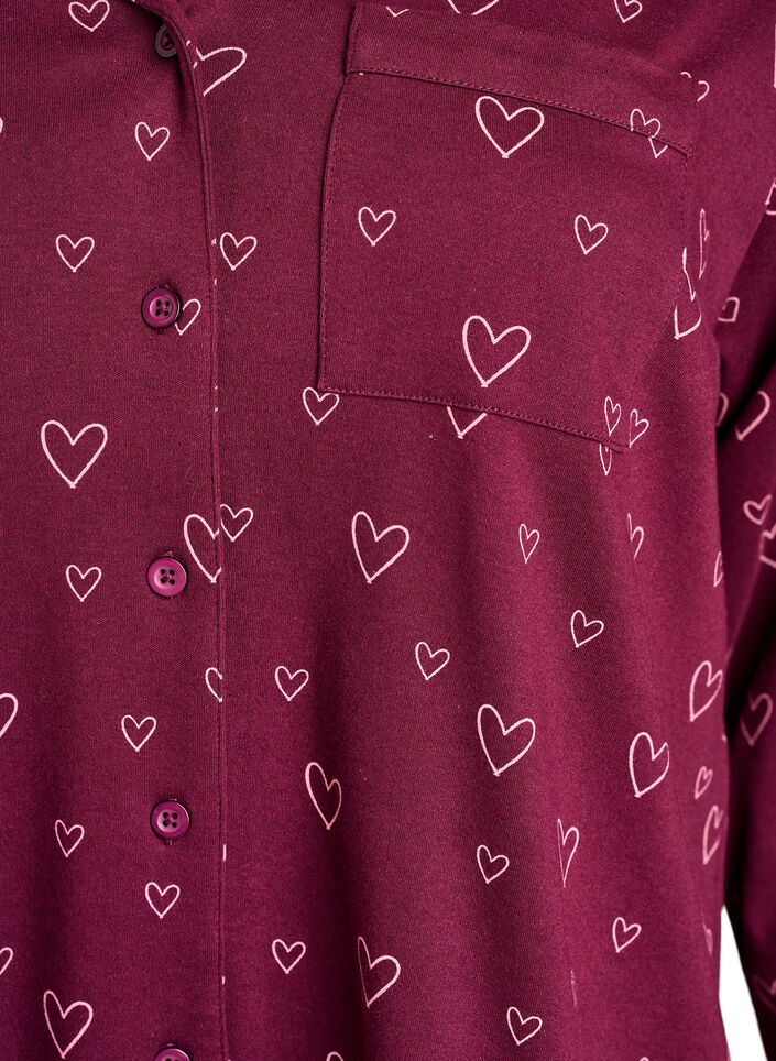 Katoenen pyjamashirt met borstzak, Rood, Packshot
