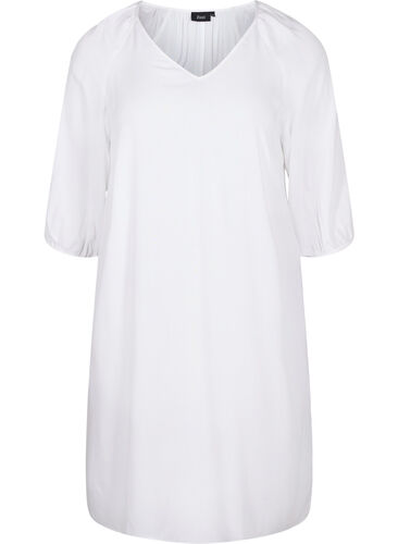 Robe en viscose avec encolure en V, Bright White, Packshot image number 0