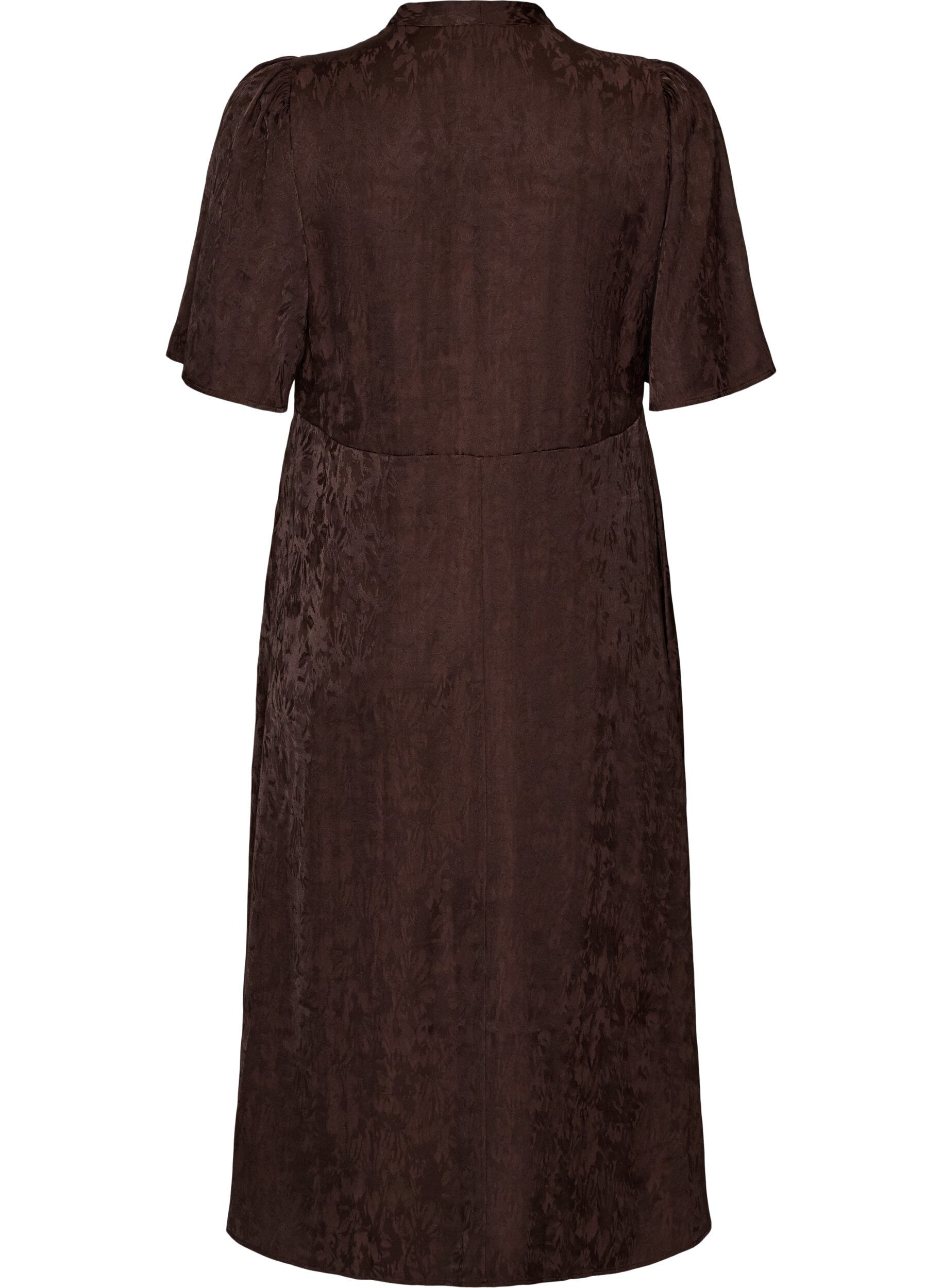 ZizziMidi-jurk met jacquard en paisleypatroon en vleugelmouwen, Bruin, Packshot image number 1