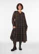 Gecontroleerde midi-jurk met een rok in lagen, Bruin, Model image number 0