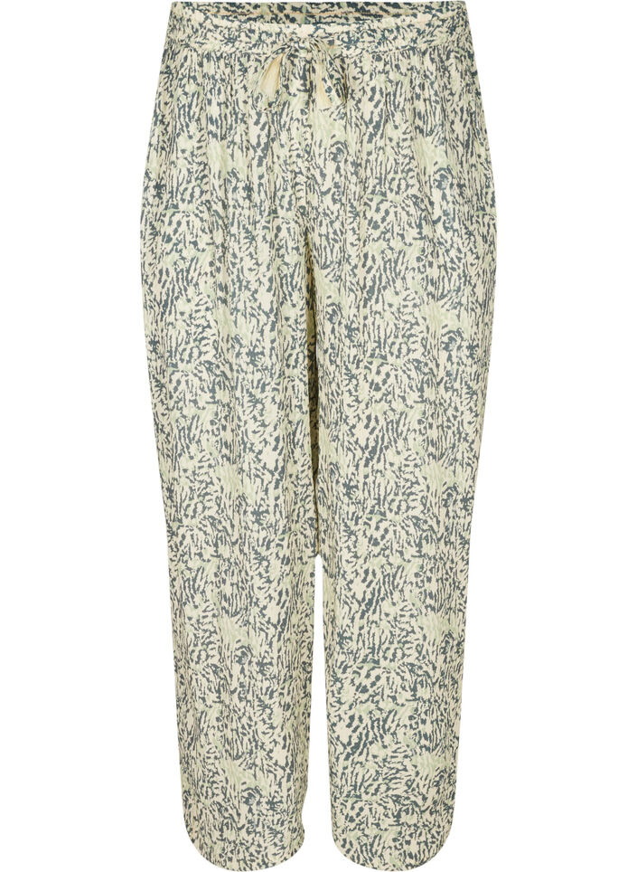 Pantalon ample en viscose avec imprimé, Balsam Green AOP, Packshot image number 0