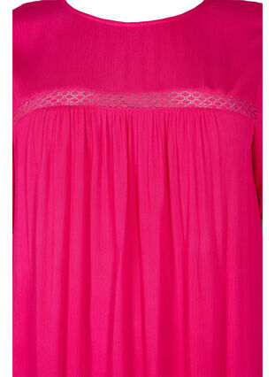 Viscose jurk met kanten randje, Bright Rose, Packshot image number 2