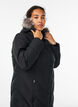 Lange winterjas met haaksluitingen en een nep bontkraag, Zwart, Model image number 3