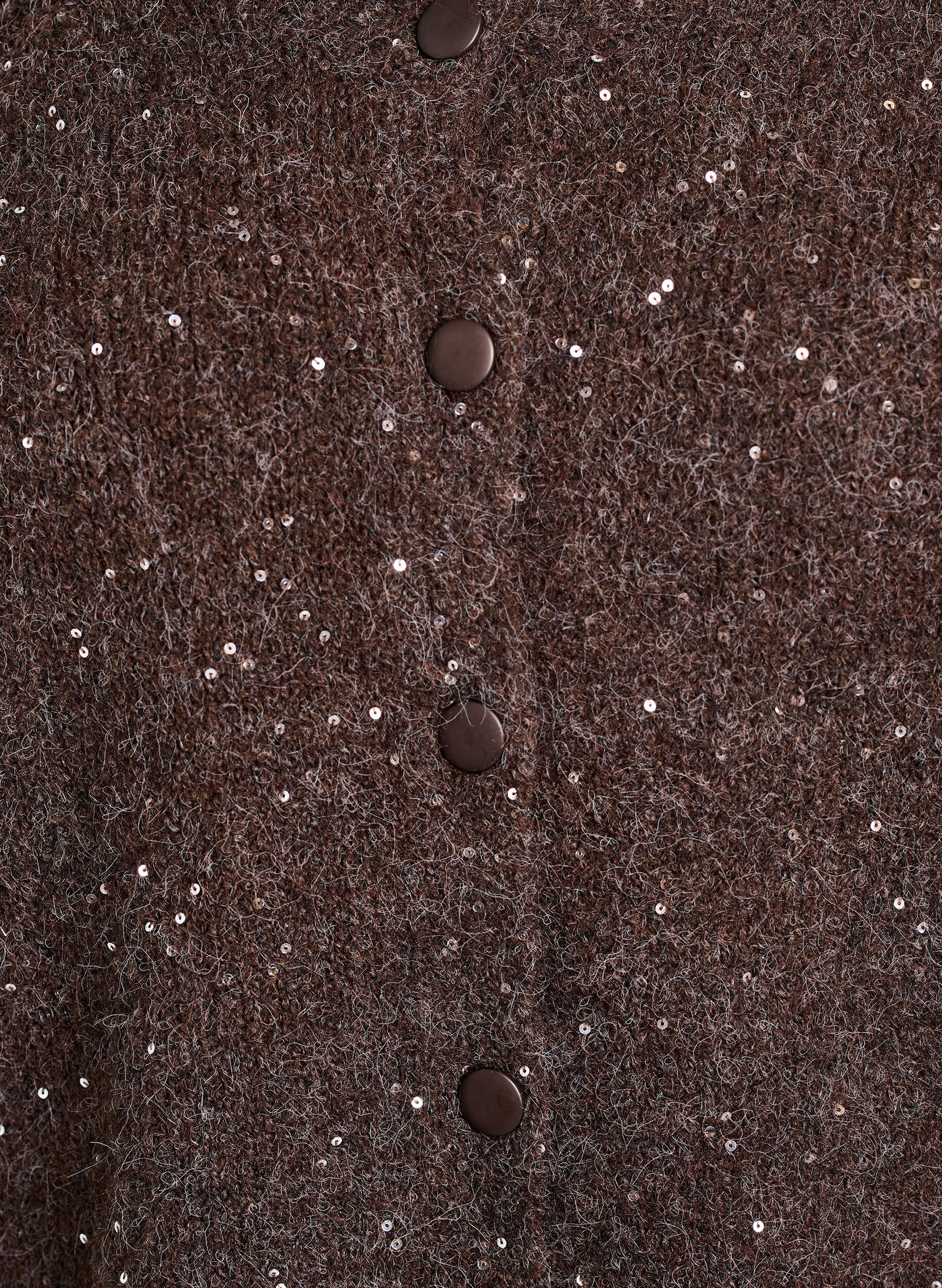 Zizzi Cardigan en maille avec sequins, Marron, Packshot image number 2