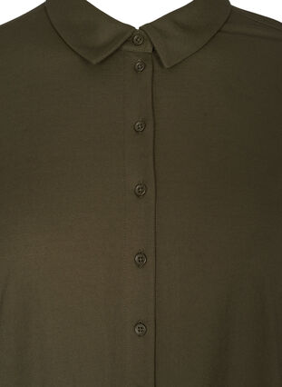 Robe unie en viscose avec col et plis, Forest Night, Packshot image number 2