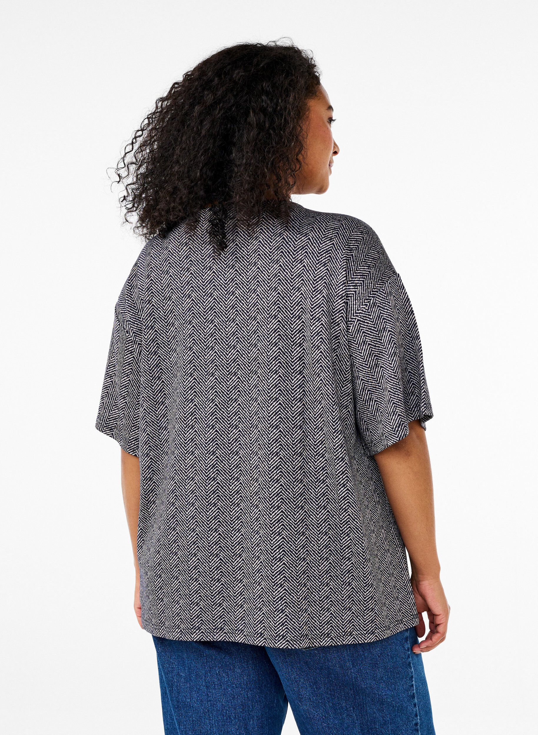 ZizziOversized blouse met patroon, Blauw, Model image number 2