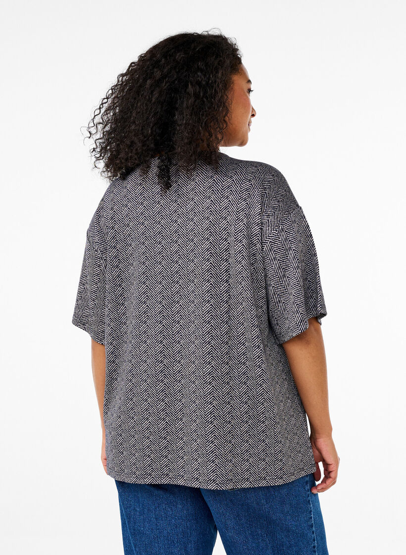Oversized blouse met patroon, Blauw, Model image number 2