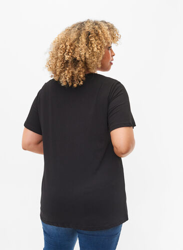 T-shirt en coton avec texte imprimé, Black Originality, Model image number 1