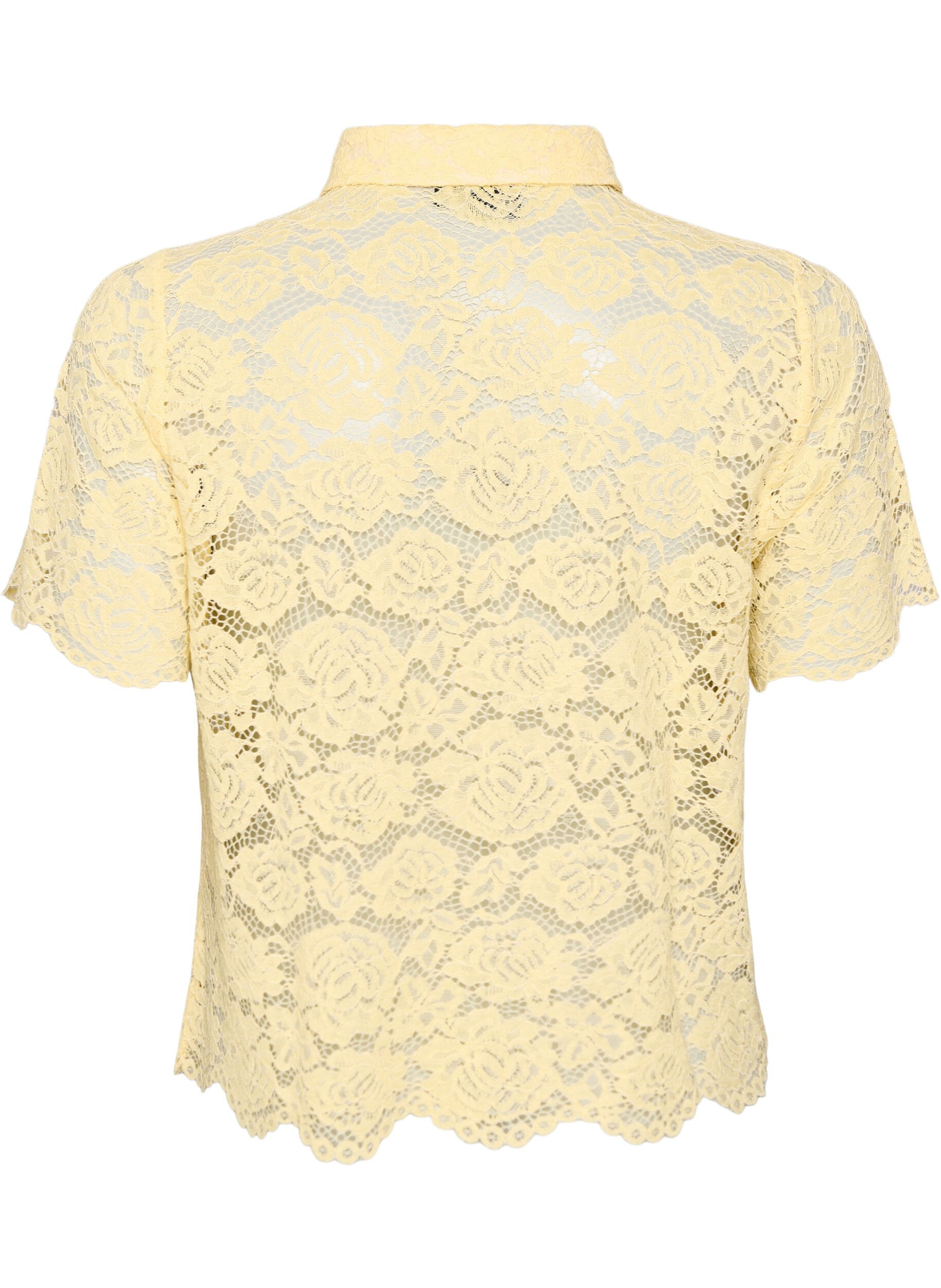 ZizziChemisier en dentelle avec boutons perl&eacute;s, Jaune clair, Packshot image number 1