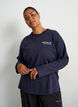 Jerseyblouse met lange mouwen en tekstprint, Blauw, Model image number 0