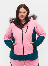 Ski jas met afneembare capuchon, Sea Pink Comb, Model