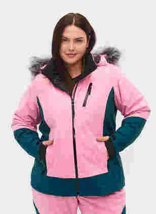 Ski jas met afneembare capuchon, Sea Pink Comb, Model