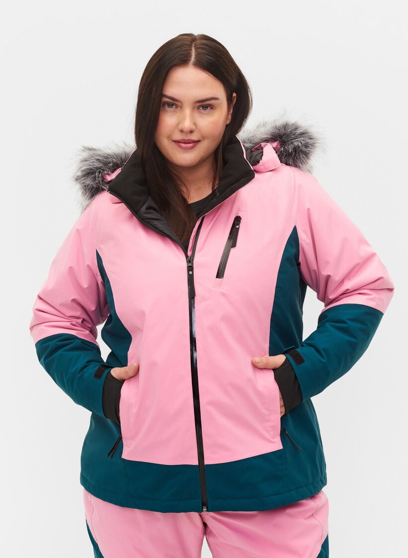 Veste de ski avec capuche détachable, Sea Pink Comb, Model image number 0