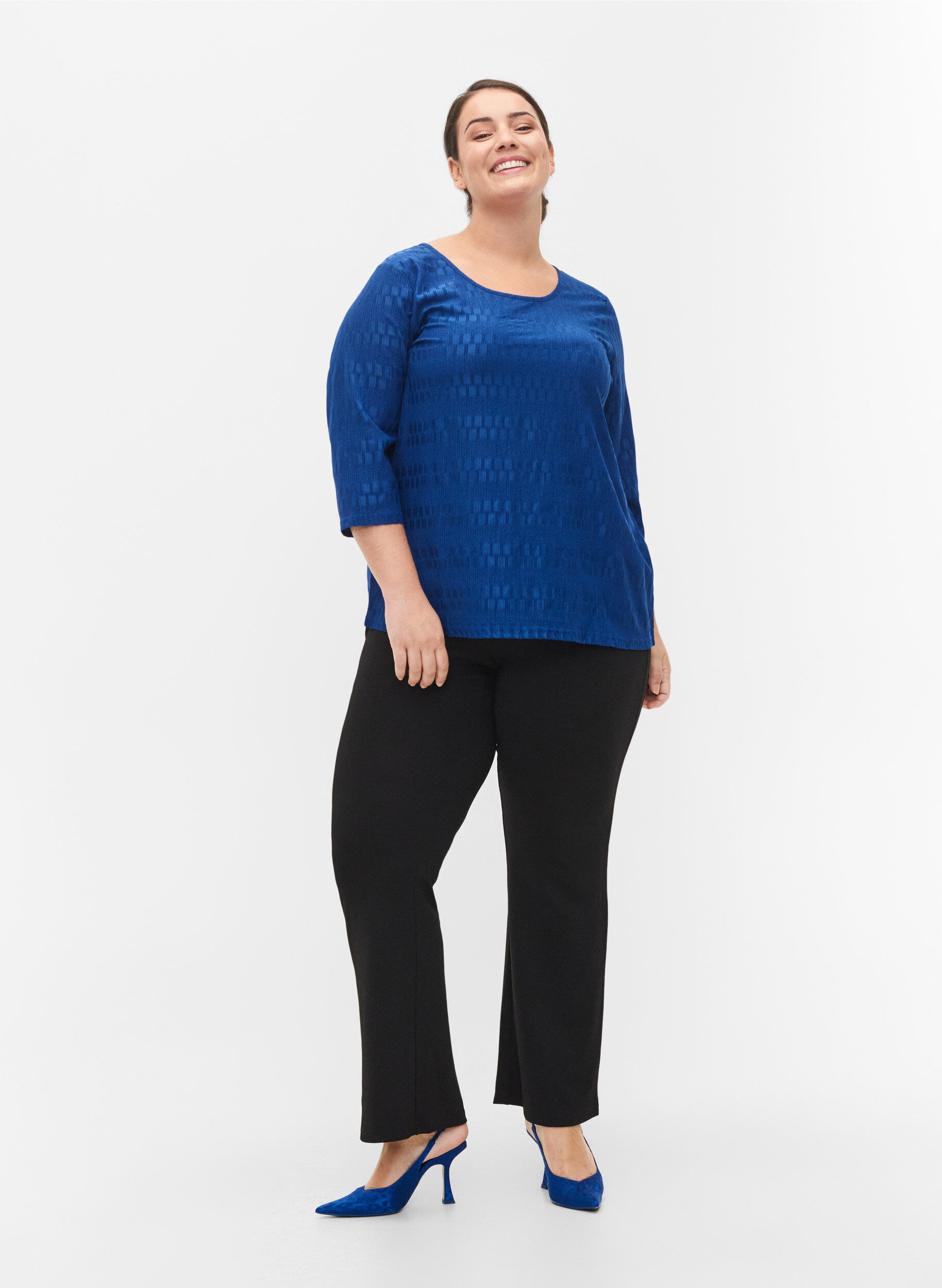 Zizzi Blouse &agrave; motifs &agrave; manches 3/4, Surf the web, Model image number 2