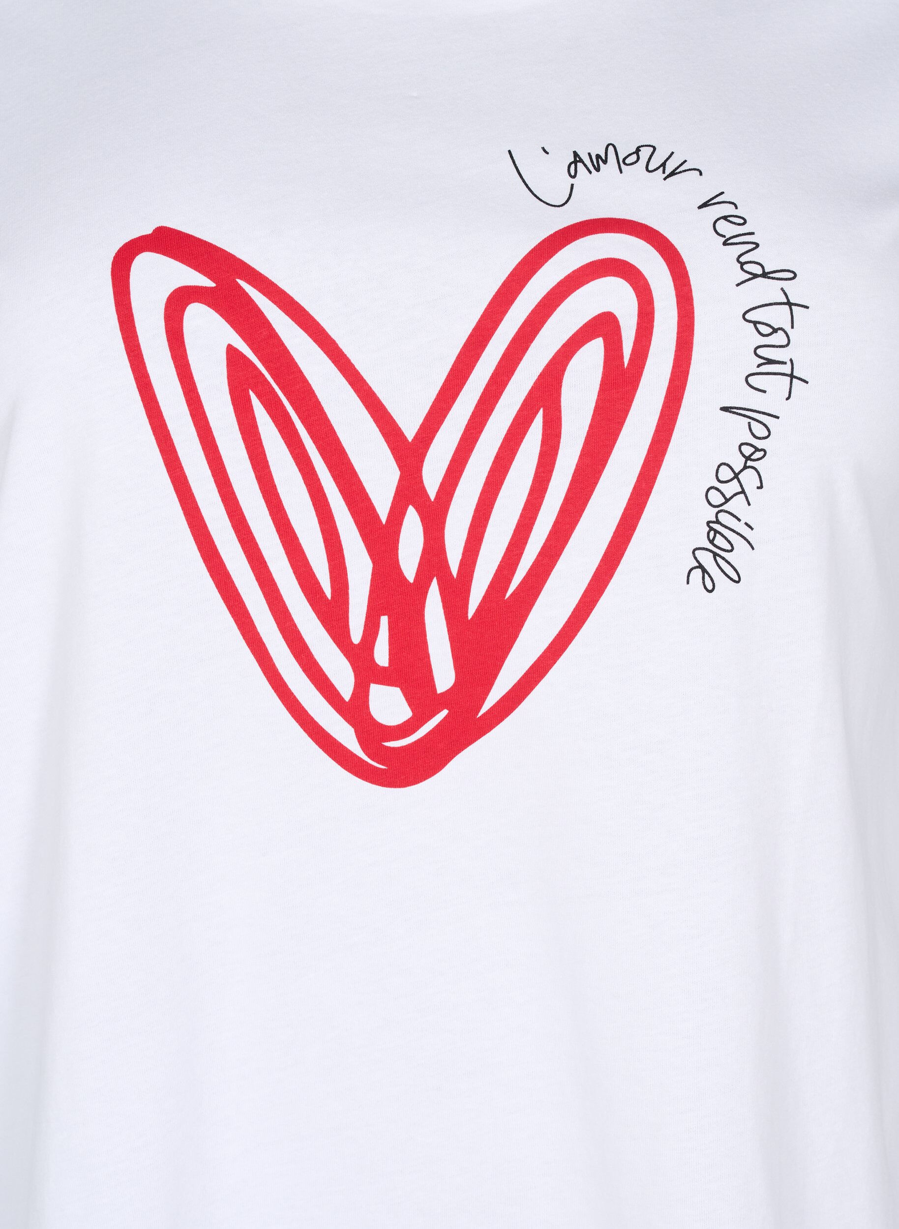 Zizzi T-shirt en coton avec motif, Bright W. w. Heart, Packshot image number 2