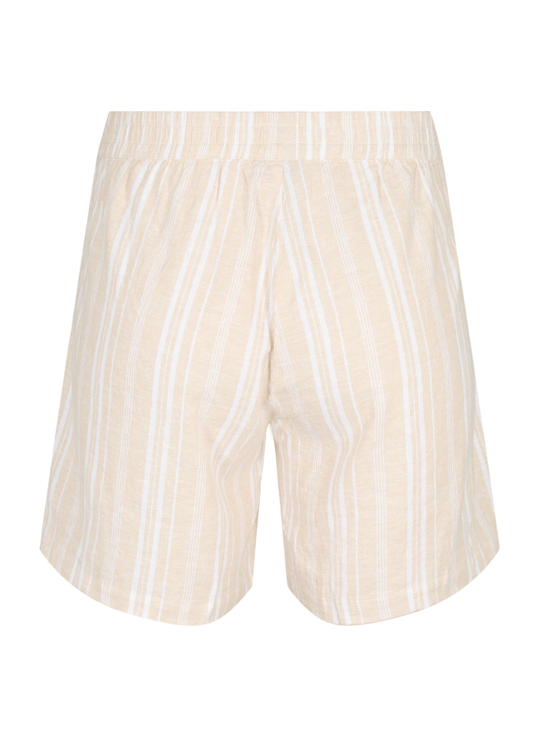 Zizzi Short ray&eacute; en m&eacute;lange de lin et de viscose, Beige, Packshot image number 1