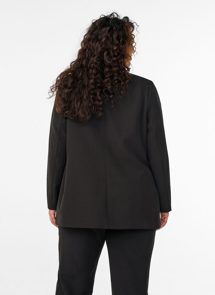 Blazer classique avec fermeture boutonn&eacute;e, Noir, Model image number 2