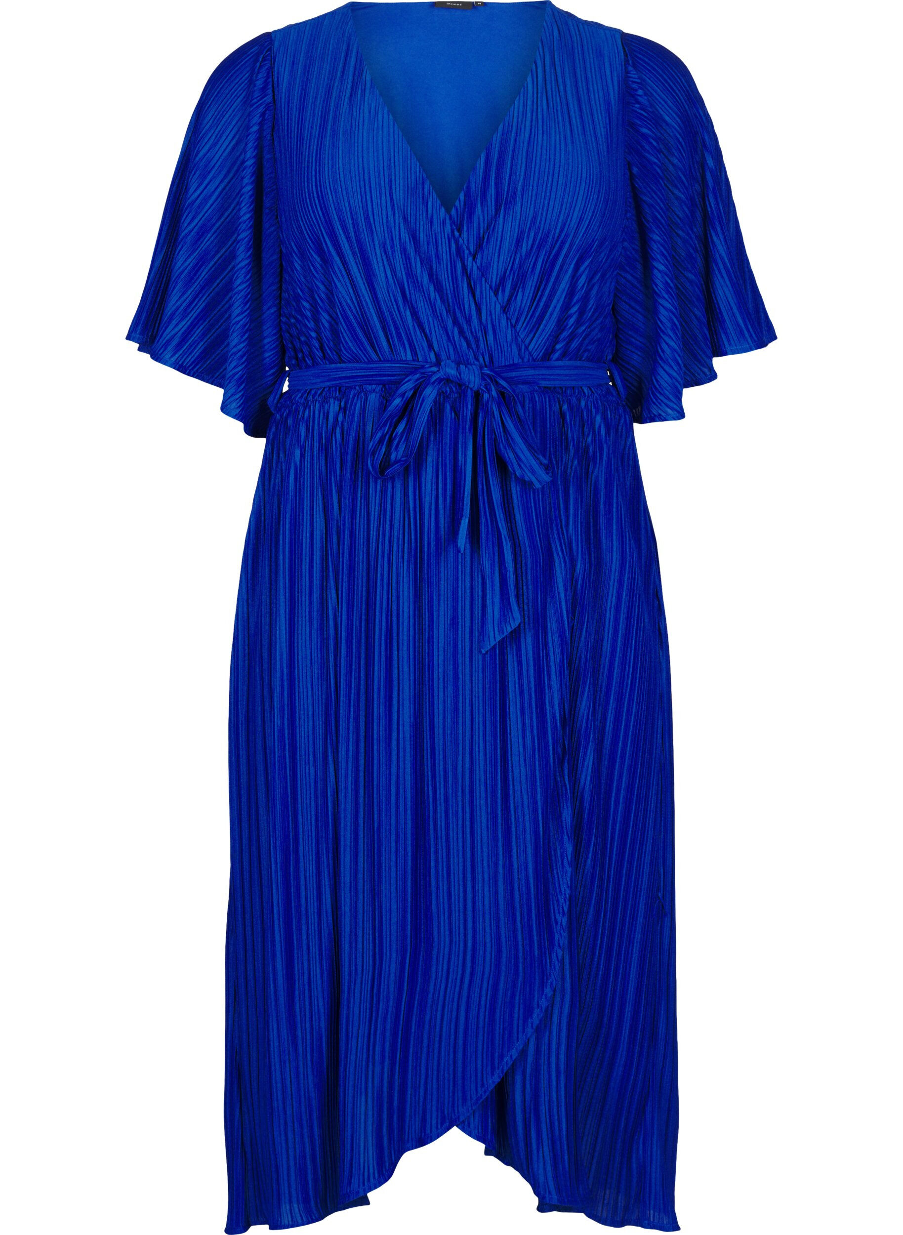 Zizzi Robe midi pliss&eacute;e avec manches chauve-souris, Bleu, Packshot image number 0