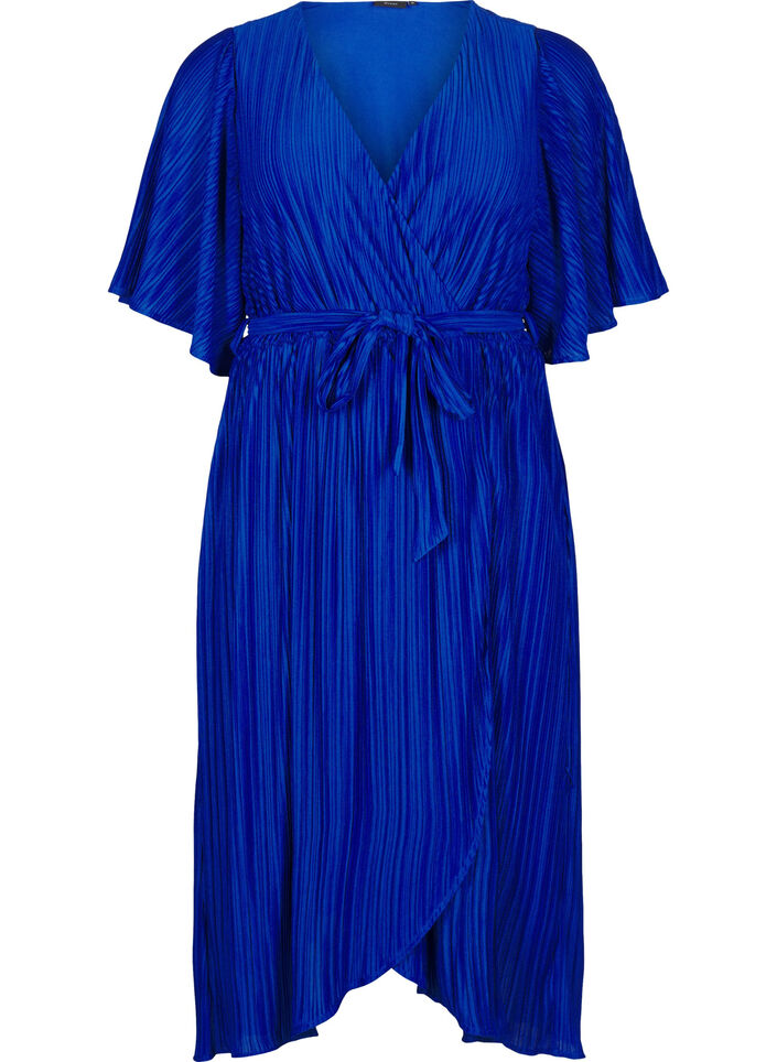 Robe midi plissée avec manches chauve-souris, Bleu, Packshot image number 0