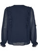 Transparante blouse met ruches en striksluiting, Blauw, Packshot image number 1