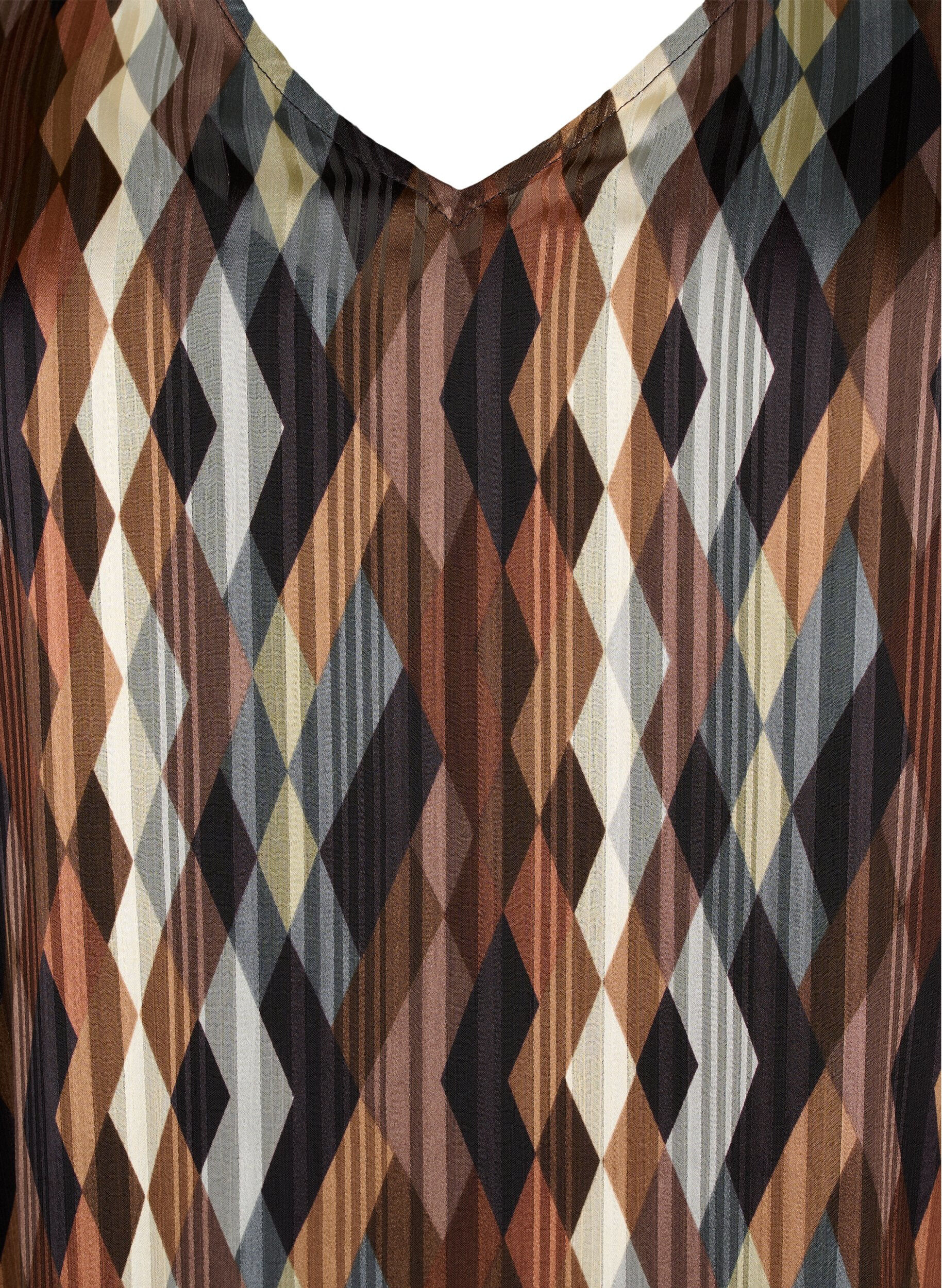 ZizziJurk met lange mouwen, V-hals en print, Earthy Zig Zag, Packshot image number 2
