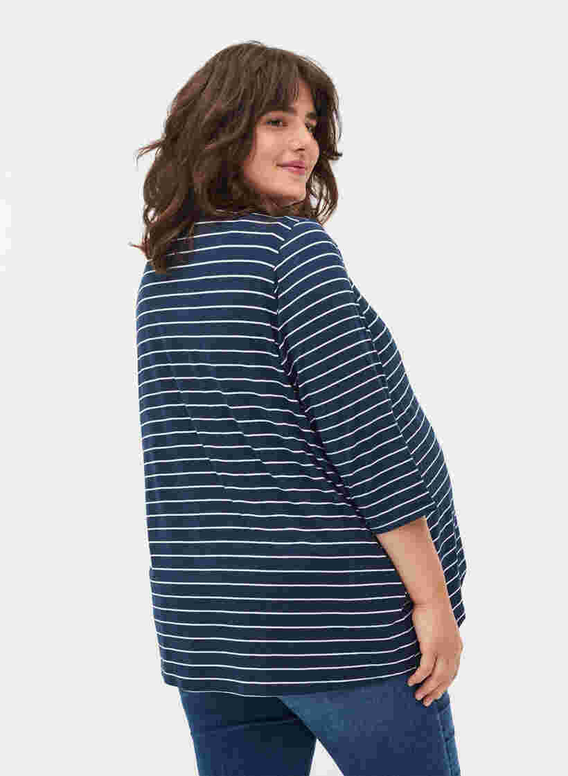 Blouse de maternité rayée à manches 3/4, Blue Stripe , Model image number 1