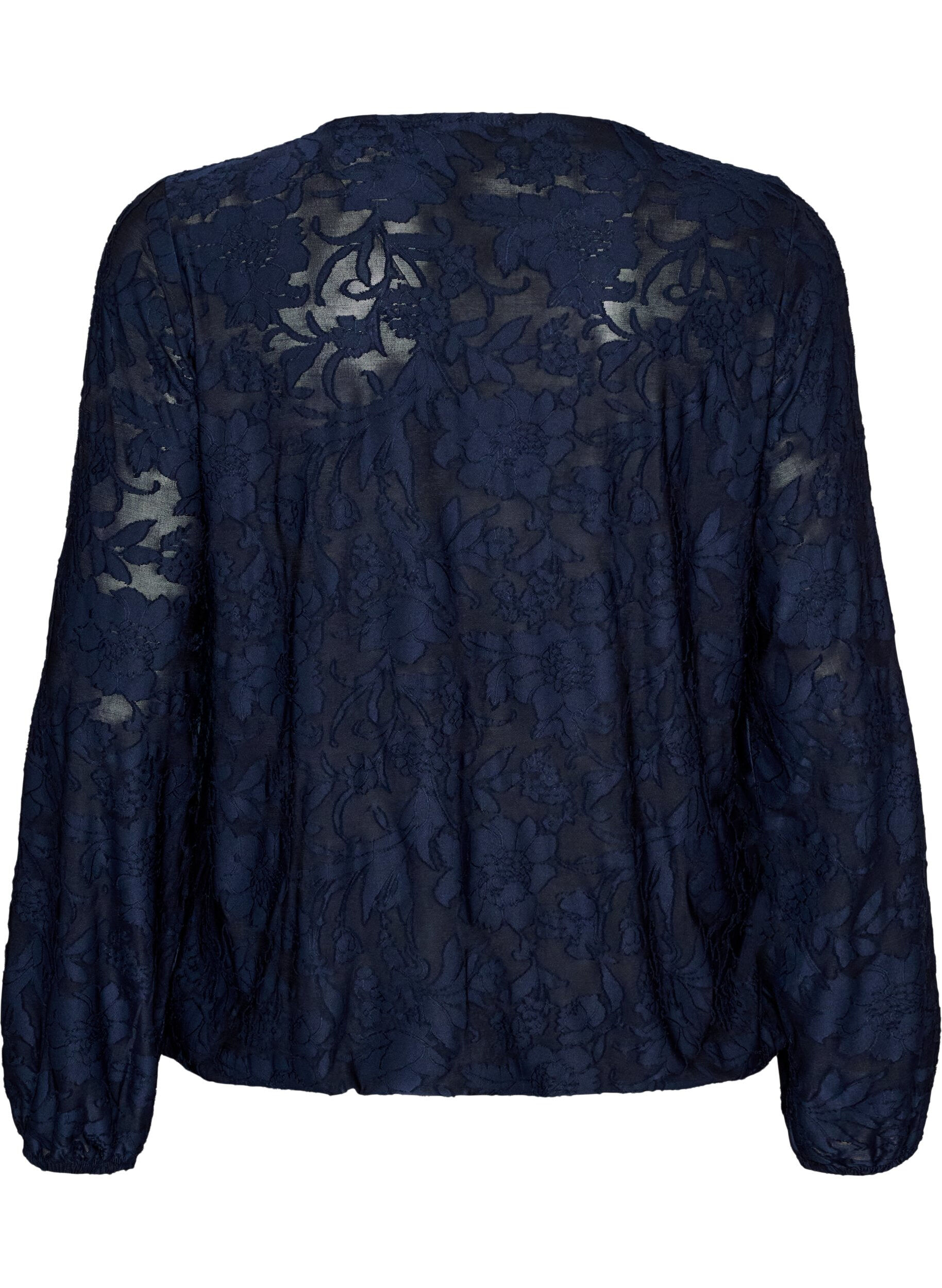 ZizziBlouse transparente avec texture florale et manches longues, Bleu, Packshot image number 1