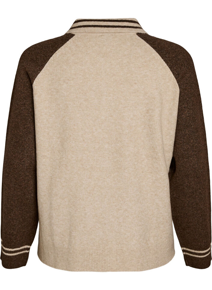 Vest met contrastmouwen en kraag, Beige, Packshot image number 1