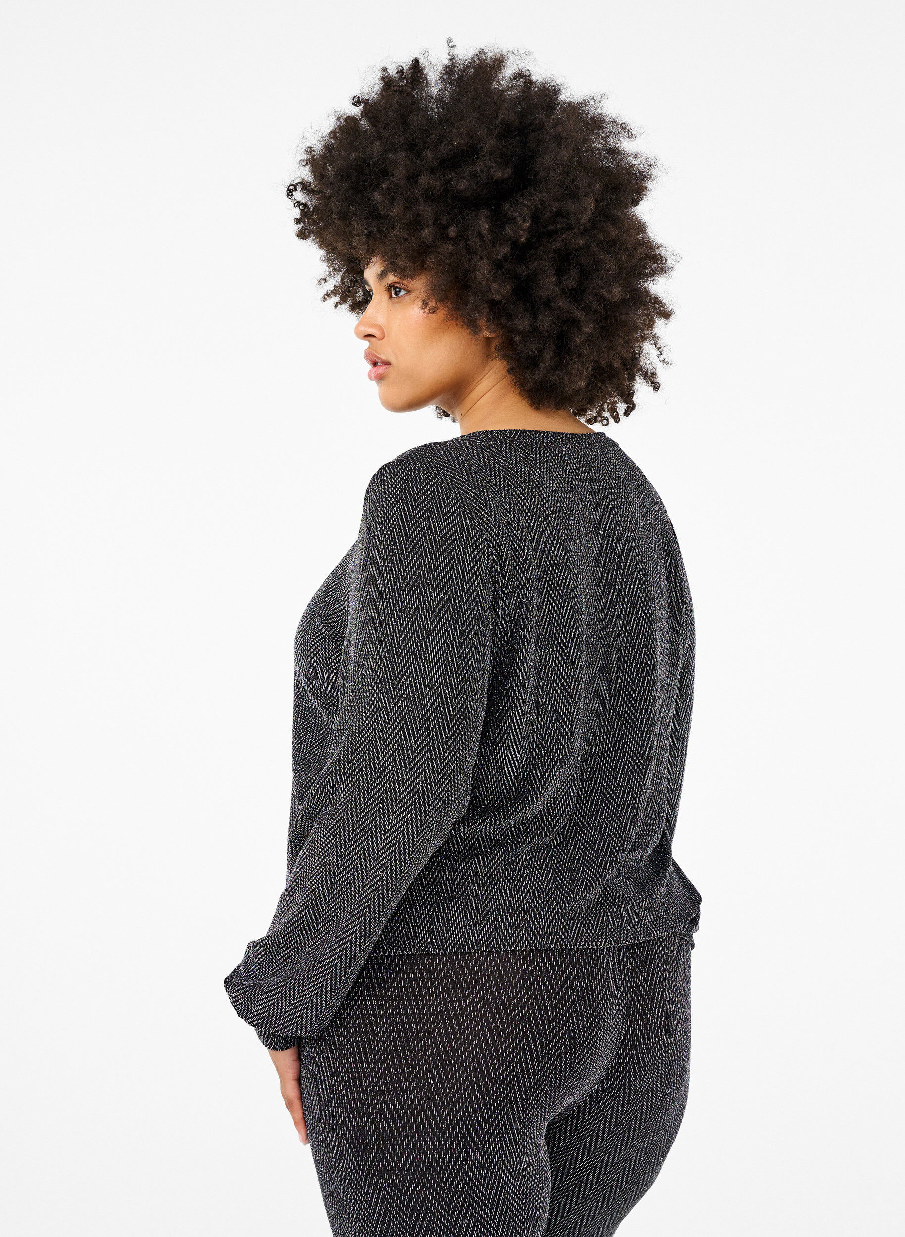 Zizzi Chemisier avec motif scintillant, Silver ZigZagShimmer, Model image number 1