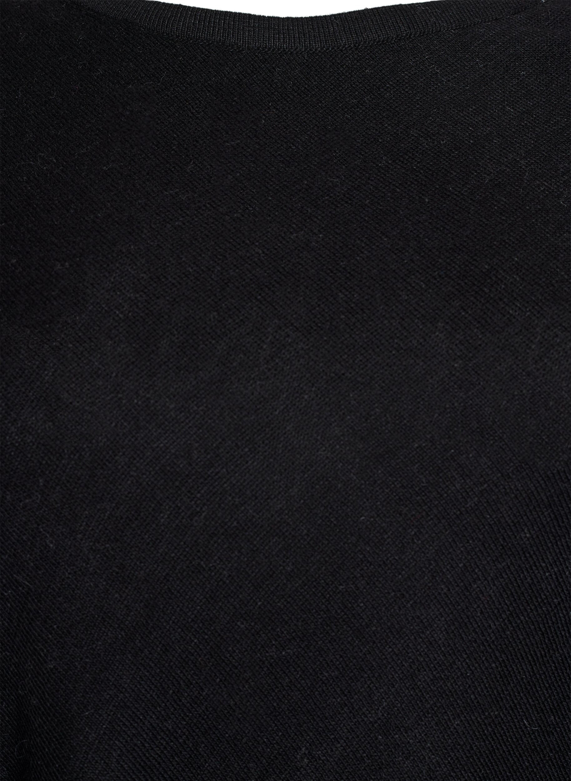 ZizziFijngebreide poncho, Zwart, Packshot image number 2