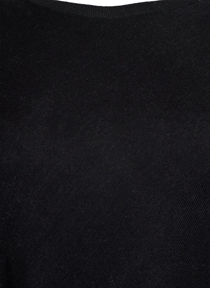 Fijngebreide poncho, Zwart, Packshot image number 2