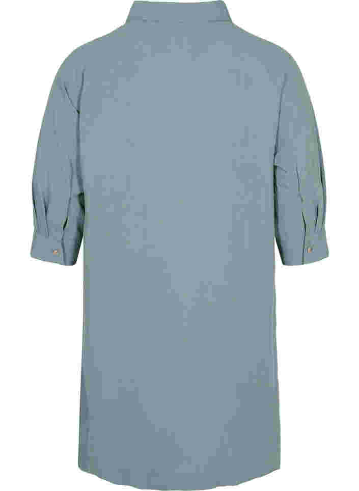 Chemise longue en viscose avec poches et manches 3/4, Balsam Green, Packshot image number 1