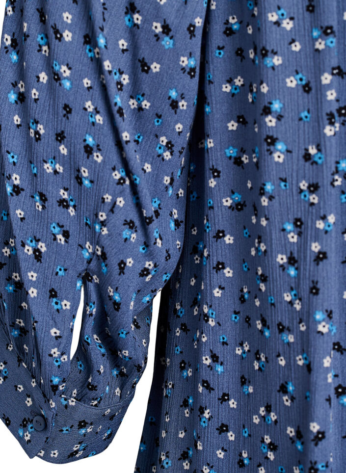Tunic met bloemenprint en 3/4 mouwen, Blauw, Packshot image number 3