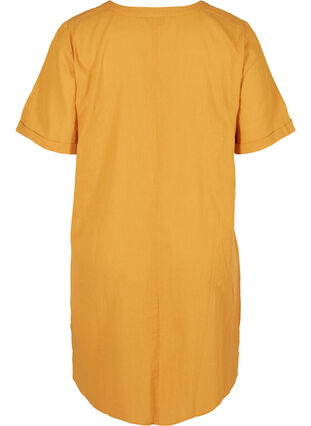 Robe à manches courtes en coton mélangé avec du lin, Honey Mustard, Packshot image number 1