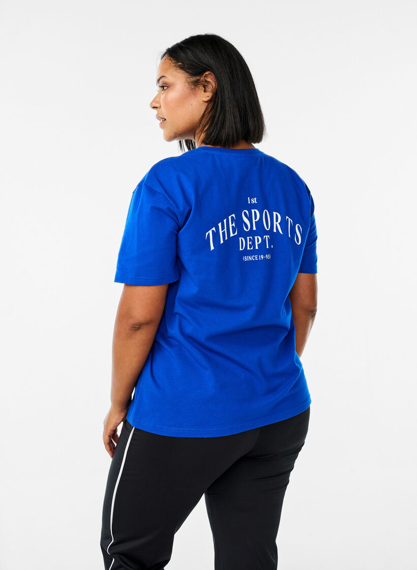 Sportief T-shirt in biologische katoen, Blauw, Model image number 2