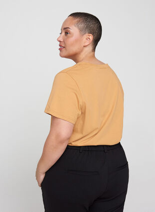 Katoenen t-shirt met v-hals en print op de voorkant, Apple Cinnamon, Model image number 1