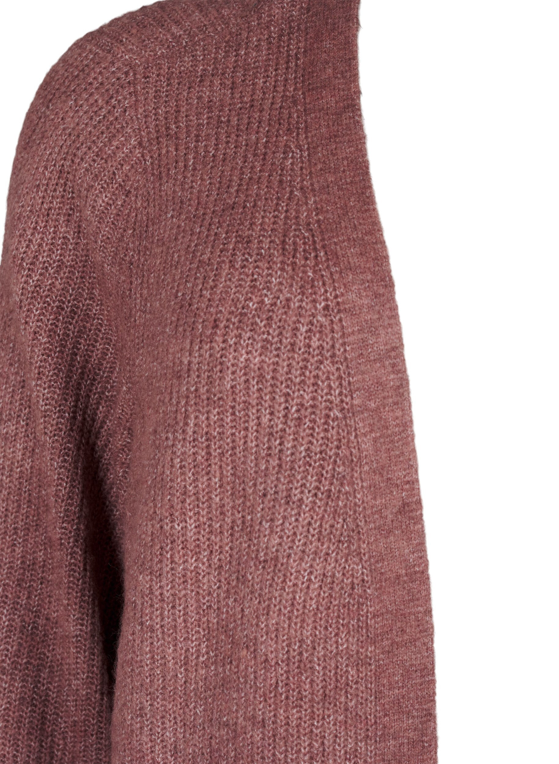ZizziFLASH - Geribde cardigan met splitten, Rose Brown Melange, Packshot image number 2