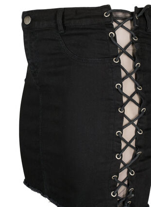 Jupe courte en jean à lacets, Black, Packshot image number 2