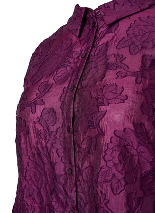 Lange jacquard shirt, Dark Purple, Packshot image number 2