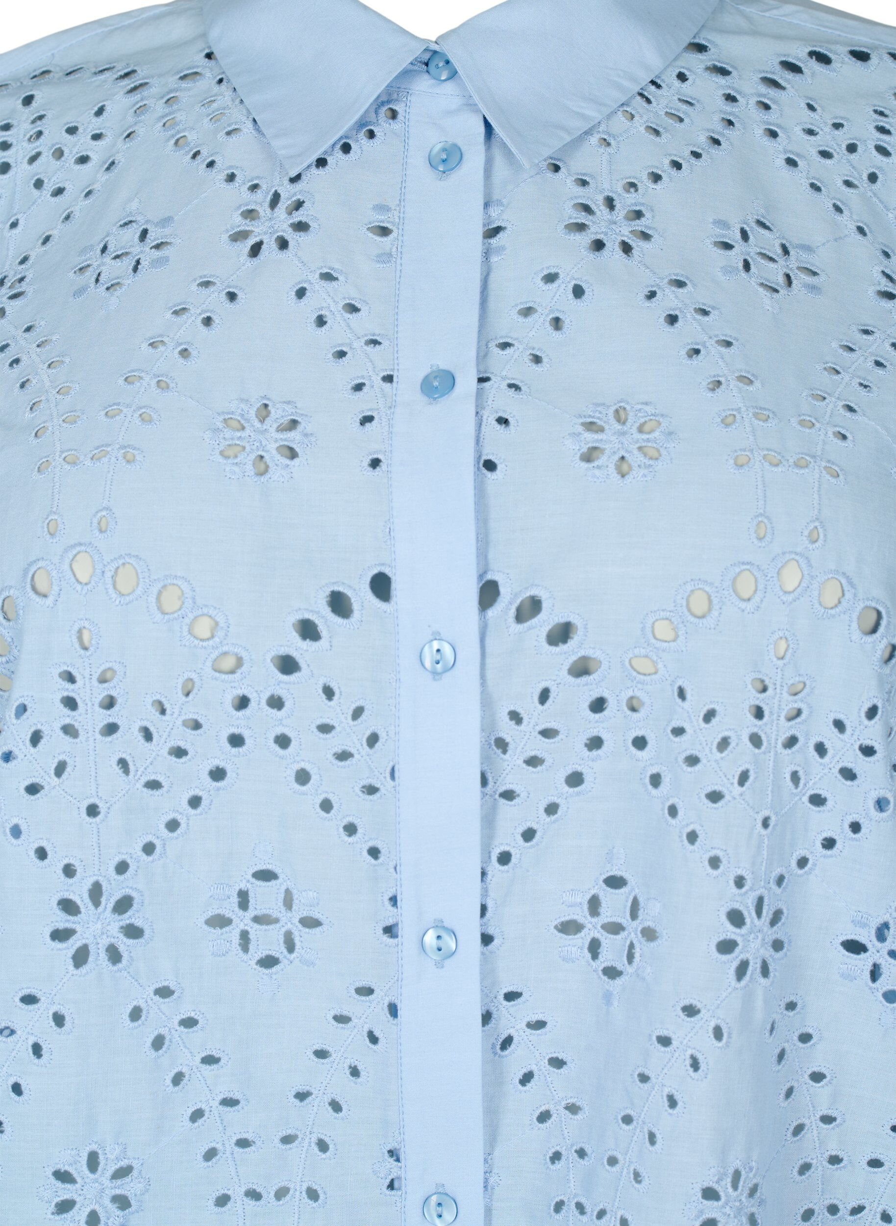 Zizzi Chemise en coton avec broderie anglaise, Chambray Blue, Packshot image number 2
