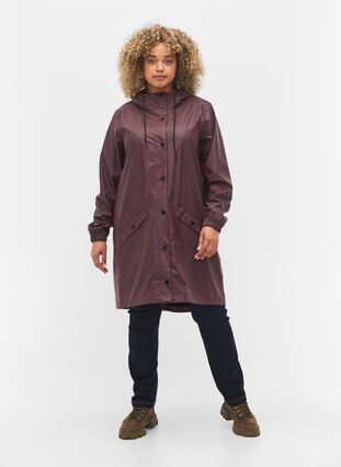 Veste de pluie avec capuche et fermeture boutonnée, Fudge, Model image number 2