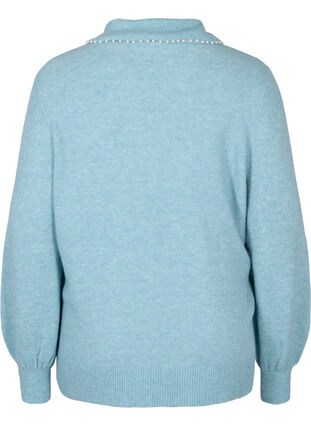 Chemisier en tricot à col large et perles, Forget Me Not , Packshot image number 1