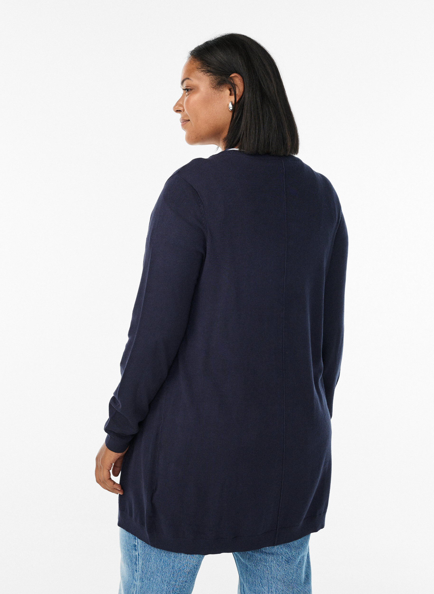 ZizziLong cardigan tricot&eacute; dans un m&eacute;lange de viscose, Bleu, Model image number 2