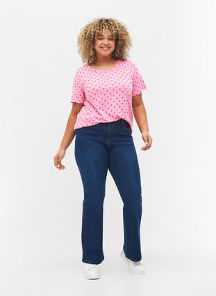 Katoen stipjes t-shirt, Prism Pink W. Dot, Model image number 2