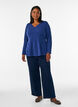 Blouse en jersey c&ocirc;tel&eacute; &agrave; coupe &eacute;vas&eacute;e, Bleu, Model image number 1