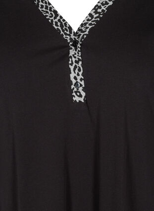 Robe de nuit en coton manches 3/4, Black w. Leo, Packshot image number 2