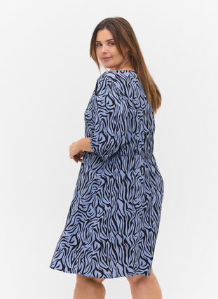Robe avec boutons et manches 3/4, Blue Zebra, Model image number 1